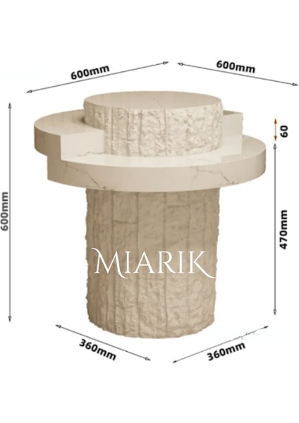 Miarik Design Traverten Patlatma Mermer Yan Sehpa , Masa , Orta Sehpa , Zigon