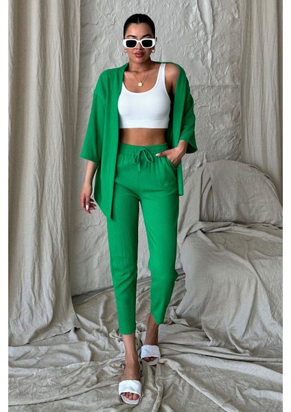 Yeşil Bürümcük Kimono Takım fiyatları