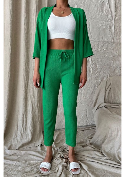 Yeşil Bürümcük Kimono Takım modelleri