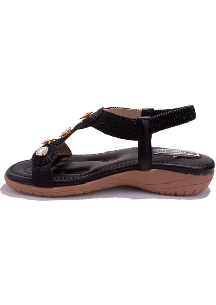 DZA07-74136903 Siyah Günlük Ortopedik Kadın Sandalet modelleri