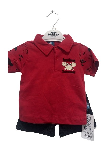 Uğurböceğiçocuk 2'li Bebek Takım Yakalı Yengeç Baskılı 24145