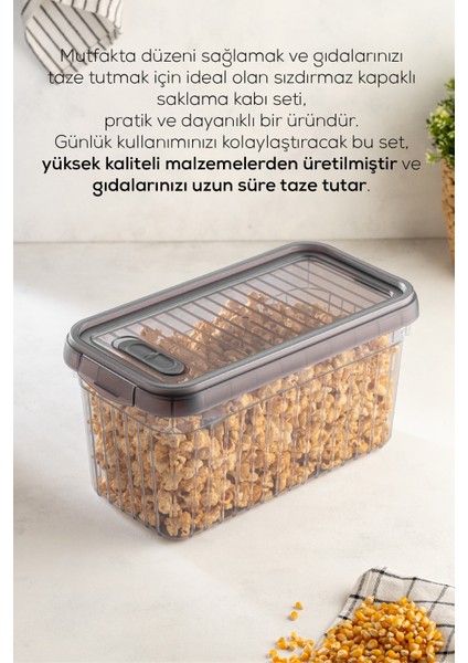 3lü Kendinden Çizgili Kilitli Kapaklı Saklama Kabı Seti 4 Litre fiyatları
