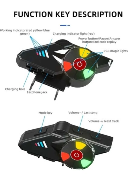 Y60 Kask Interkom Kulaklık Bluetooth Mikrofonlu Kablosuz Kulaklık Rgb LED Işıklı 5.3