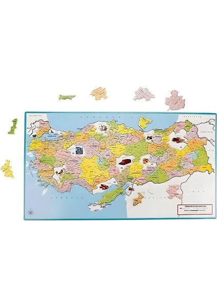 Eğitici Çocuk Türkiye Siyasi Haritası Puzzle - Türkiye Coğrafi Harita Yapboz