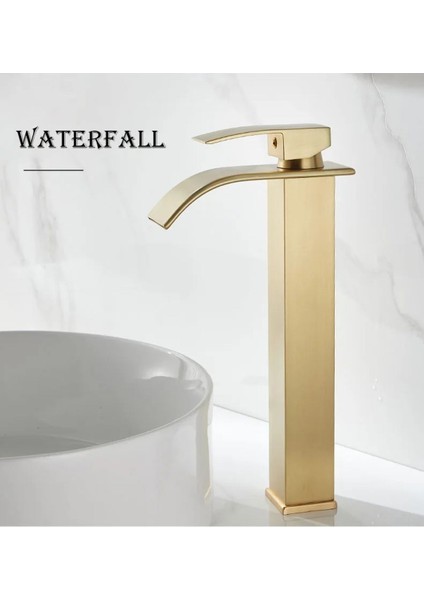 Banyo Çanak Lavabo Bataryası Mat Gold Renk Şelale Model 7 Yıl Garantili Ithal fiyatları