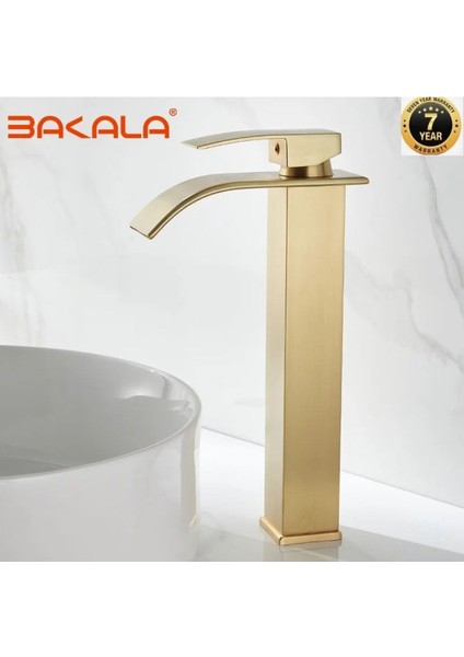 Banyo Çanak Lavabo Bataryası Mat Gold Renk Şelale Model 7 Yıl Garantili Ithal fırsatları