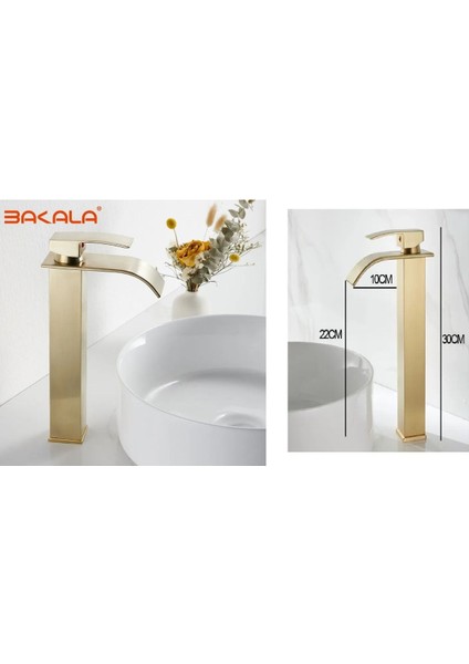 Banyo Çanak Lavabo Bataryası Mat Gold Renk Şelale Model 7 Yıl Garantili Ithal indirimleri