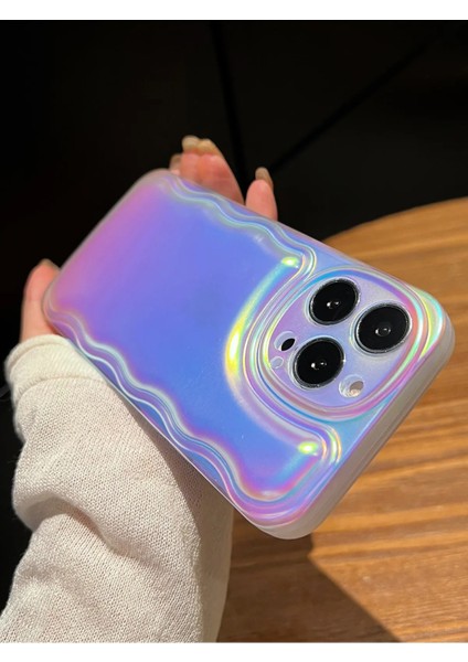 Apple iPhone 14 Pro Max Uyumlu Hologram Kılıf Zigzaglı Puffer Renk Geçişli Mat Yüzeyli Silikon Kapak