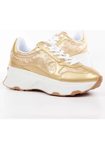 Kadın Logolu Gold Sneaker