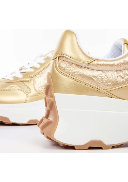 Kadın Logolu Gold Sneaker