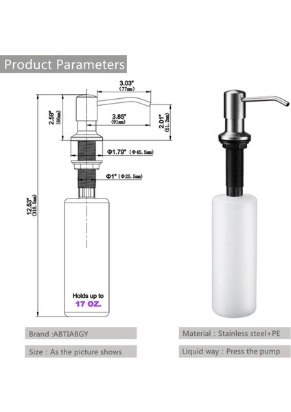Ankastre Sıvı Sabunluk Mat Krom Mutfak Eviye ve Banyo Lavabo Uyumlu Ithal 7 Yıl Güvenceli 500ML fırsatları