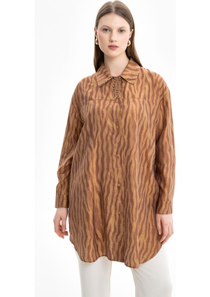 Zebra Desen Işlemeli Tunik