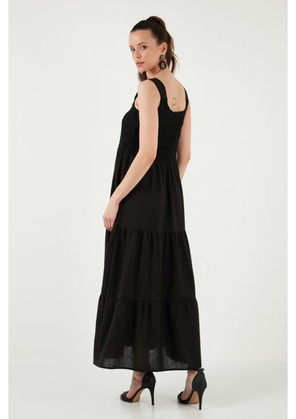 Relaxed Fit Volanlı Uzun Elbise Kadın Elbise 611EL010 modelleri