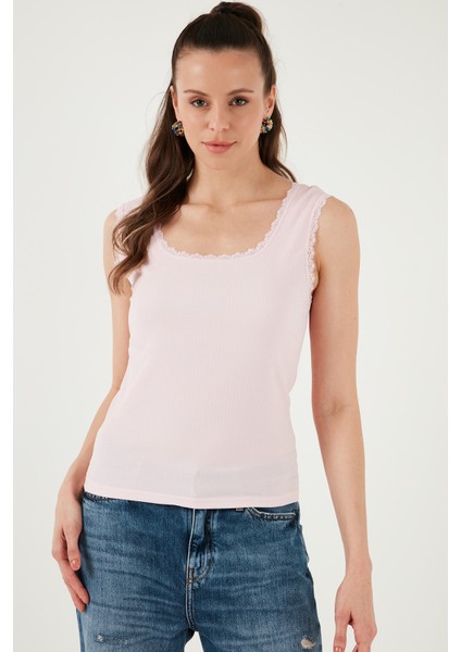 Slim Fit Kalın Askılı Dantelli Kare Yaka Bürümcük Atlet Bayan Atlet 5864979 indirimleri