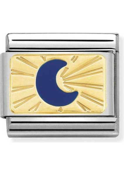 Tekno Trust 18 Ayar Composable Classic Plates Steel , Enamel And 18K Gold Moon Blue Sarı 1 Yıl