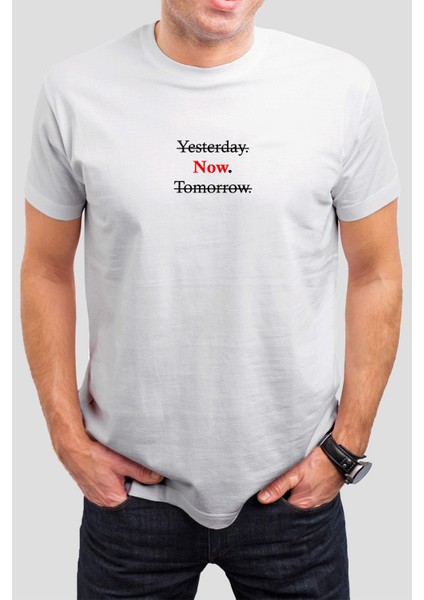 Yesterday Now Tommorrow Baskılı Siyah Unisex Tişört C568