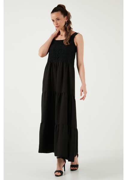 Relaxed Fit Volanlı Uzun Elbise Kadın Elbise 611EL010