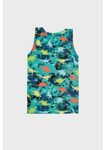 Desenli Streç Pamuklu Bisiklet Yaka Atlet Boxer 2'li Iç Giyim Takım Erkek Çocuk Takım 6651010 fırsatları