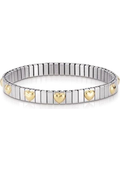 Tekno Trust Extensıon Bracelet (S) In Stainless Steel With 18K Gold And 12 Symbols (005_HEART) Mavi Çelik