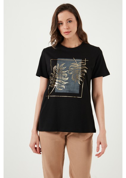 Pamuklu Bisiklet Yaka T Shirt Kadın T Shirt 24Y0723K1 fırsatları