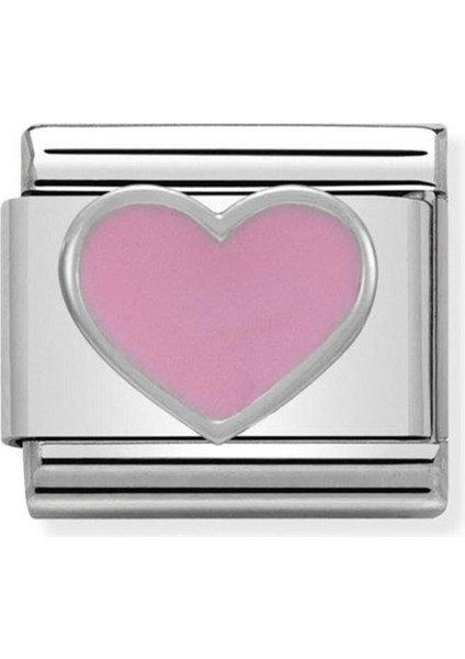 1 Yıl Composable Classic Symbols In Stainless Steel , Enamel And Silver 925 (18_PINK Heart) Pembe 1