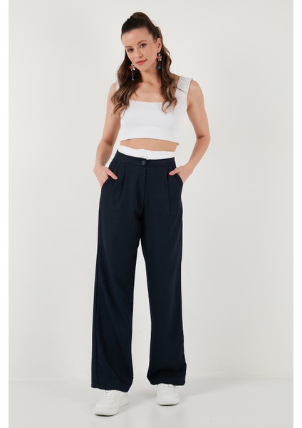 Relaxed Fit Yüksek Bel Bol Paça Pantolon Kadın Pantolon 673P1012