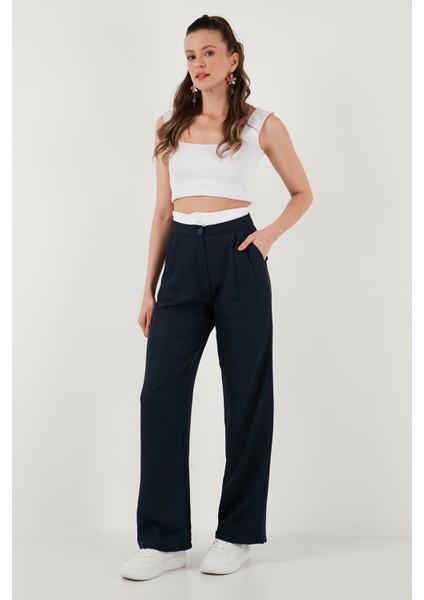 Relaxed Fit Yüksek Bel Bol Paça Pantolon Kadın Pantolon 673P1012