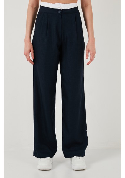 Relaxed Fit Yüksek Bel Bol Paça Pantolon Kadın Pantolon 673P1012