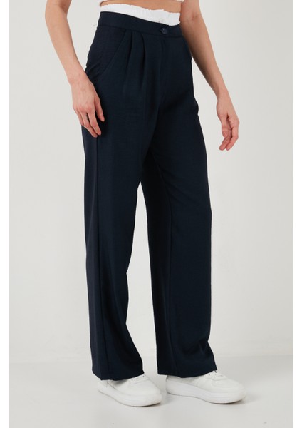 Relaxed Fit Yüksek Bel Bol Paça Pantolon Kadın Pantolon 673P1012