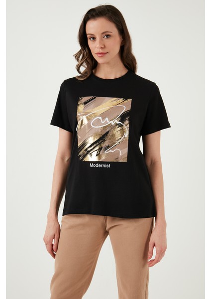 Pamuklu Bisiklet Yaka T Shirt Kadın T Shirt 24Y0698K1 modelleri