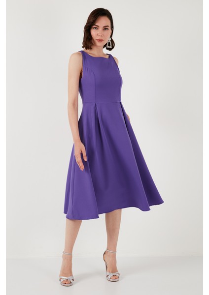 Bisiklet Yaka Regular Fit Cepli Pileli Midi Elbise Kadın Elbise 6051963 modelleri