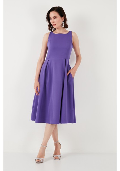 Bisiklet Yaka Regular Fit Cepli Pileli Midi Elbise Kadın Elbise 6051963 fırsatları