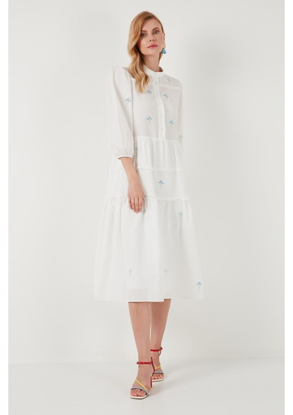 Regular Fit Truvakar Kollu Midi Dokuma Elbise Kadın Elbise 611EL0882 fiyatları