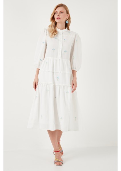 Regular Fit Truvakar Kollu Midi Dokuma Elbise Kadın Elbise 611EL0882 indirimleri