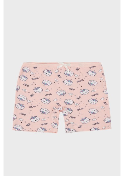 Desenli Streç Pamuklu 5'li Paket Boxer Kız Çocuk Boxer 6651009KEDI fırsatları