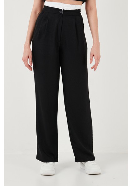Relaxed Fit Yüksek Bel Bol Paça Pantolon Kadın Pantolon 673P1012 fırsatları