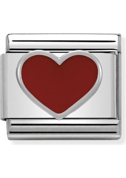 Tekno Trust Kırmızı Composable Classic Symbols In Stainless Steel , Enamel And Silver 925 (17_RED Heart) 18 Aya