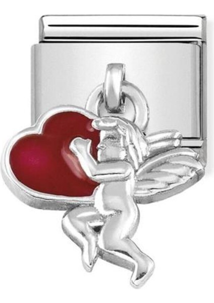 Tekno Trust Mavi Composable Classic Charms Steel, 925 Silver And Enamel (08_ANGEL With Heart) 18 Ayar