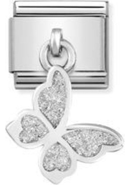 Tekno Trust Gümüş Composable Classic Charms Steel, 925 Sterling Silver And Enamel Glitter Butterfly 1 Yıl 18 Ay
