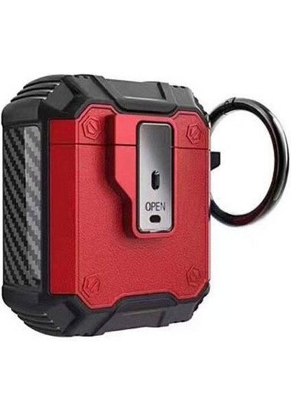 Air Pods Airbag 35 Darbelere Karşı Dayanıklı Düğmeli Kılıf-Kırmızı