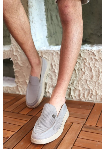 Terry Erkek Gri Garantili Rahat Dikişli Esnek Deri Detaylı Triko Loafer TERRY-7992 indirimleri
