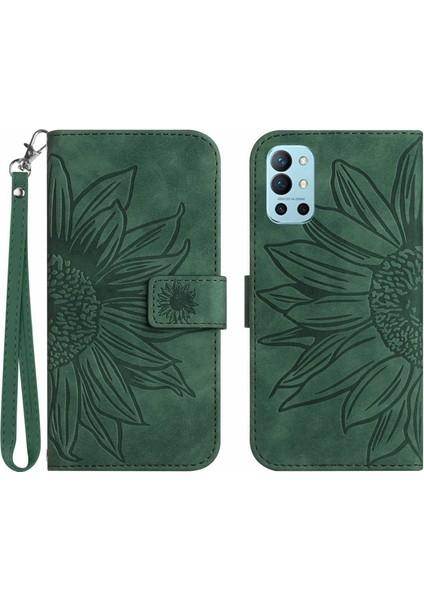 Oneplus 9r ile Uyumlu Çıkarılabilir Askılı ve Manyetik Kart Tutuculu Kabartmalı Ayçiçeği Cüzdan Telefon Kılıfı (Yurt Dışından)