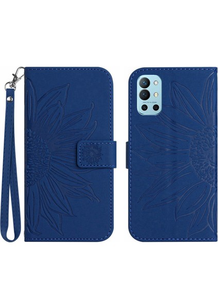 Oneplus 9r ile Uyumlu Çıkarılabilir Askılı ve Manyetik Kart Tutuculu Kabartmalı Ayçiçeği Cüzdan Telefon Kılıfı (Yurt Dışından)