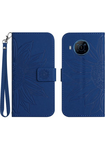 Nokia X20 ile Uyumlu Çıkarılabilir Askılı ve Manyetik Kart Tutuculu Kabartmalı Ayçiçeği Cüzdan Telefon Kılıfı (Yurt Dışından)