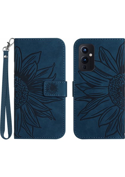 Oneplus 9 ile Uyumlu Çıkarılabilir Askılı ve Manyetik Kart Tutuculu Kabartmalı Ayçiçeği Cüzdan Telefon Kılıfı (Yurt Dışından)