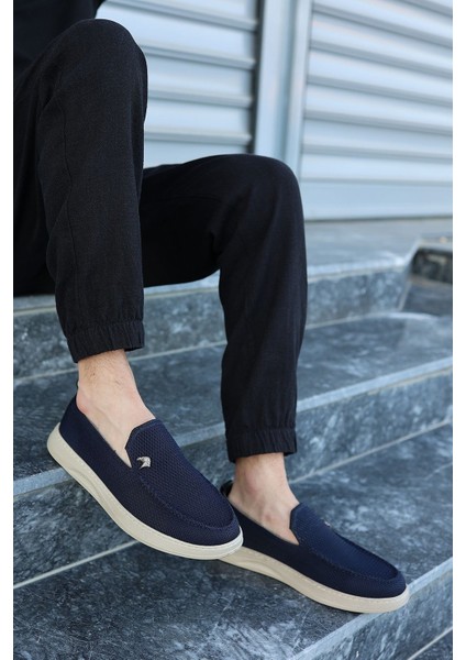 Terry Erkek Lacivert Garantili Rahat Dikişli Esnek Deri Detaylı Triko Loafer TERRY-7992 modelleri