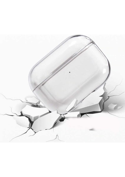 Air Pods Pro Kılıf Şeffaf Sert Kristal Airbag 14 Kılıf-Renksiz