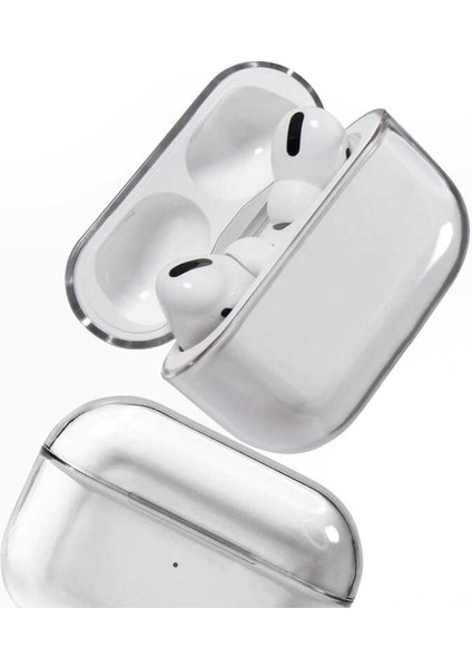 Air Pods Pro Kılıf Şeffaf Sert Kristal Airbag 14 Kılıf-Renksiz
