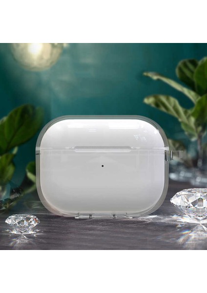 Air Pods Pro 2 Kılıf Şeffaf Kristal Silikon Airbag 14 Kılıf-Renksiz