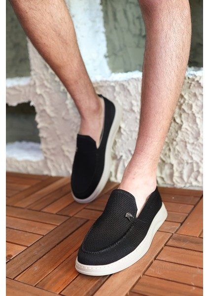 Terry Erkek Siyah Garantili Rahat Dikişli Esnek Deri Detaylı Triko Loafer TERRY-7992 indirimleri